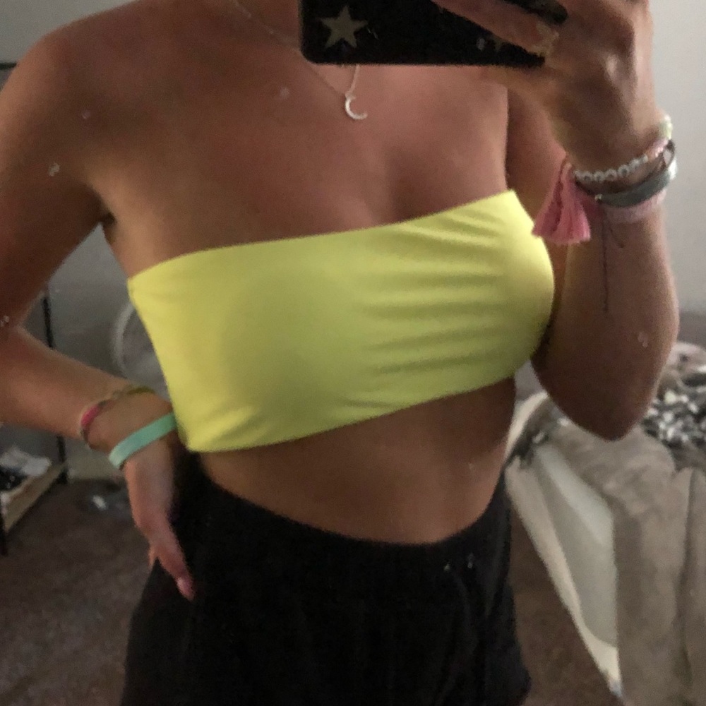 neon yellow swimsuit top